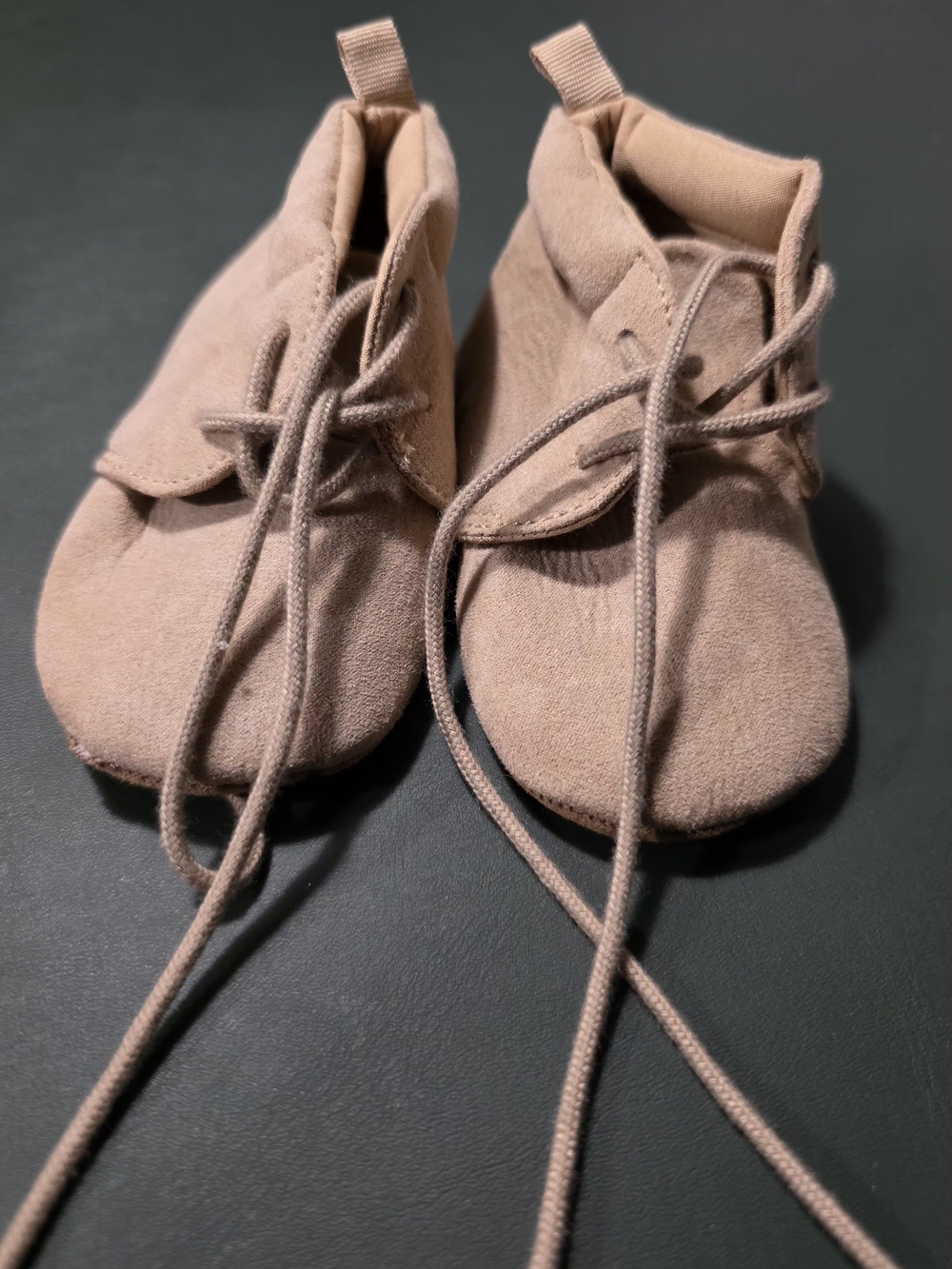 Reserved Blush Pink Suede-Look Lace-Up Baby Moccasins